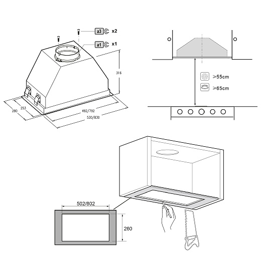 Полновстраиваемая вытяжка KHI 90945 DGN