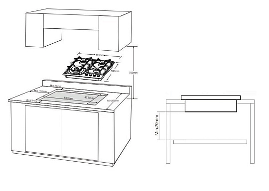 Газовая стеклянная варочная панель HGG 6919 CTN